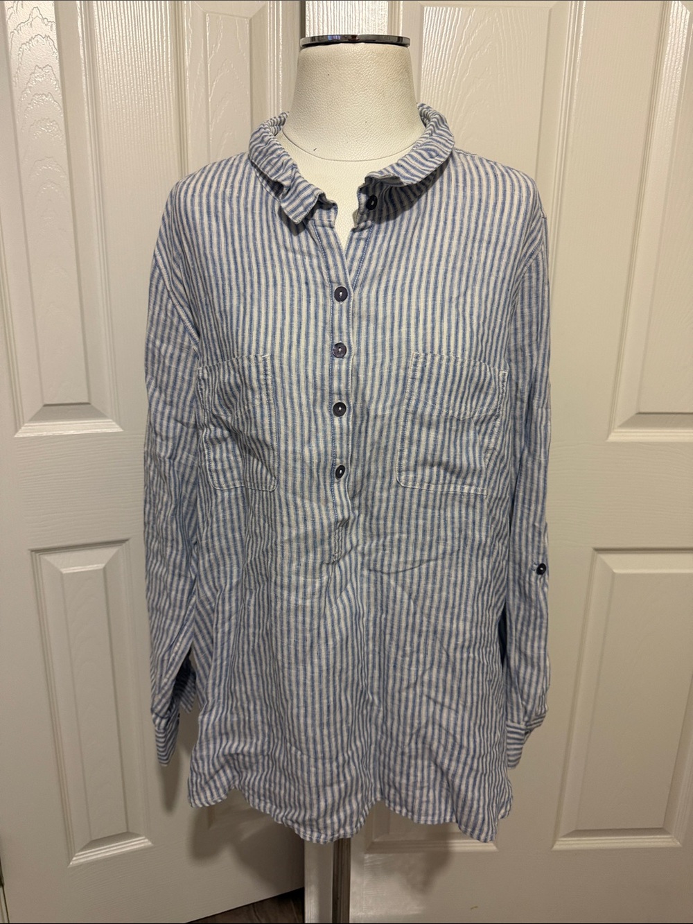John Mark Long Sleeve Mix Combo Linen Tencel  Tunic Top Bohemian
